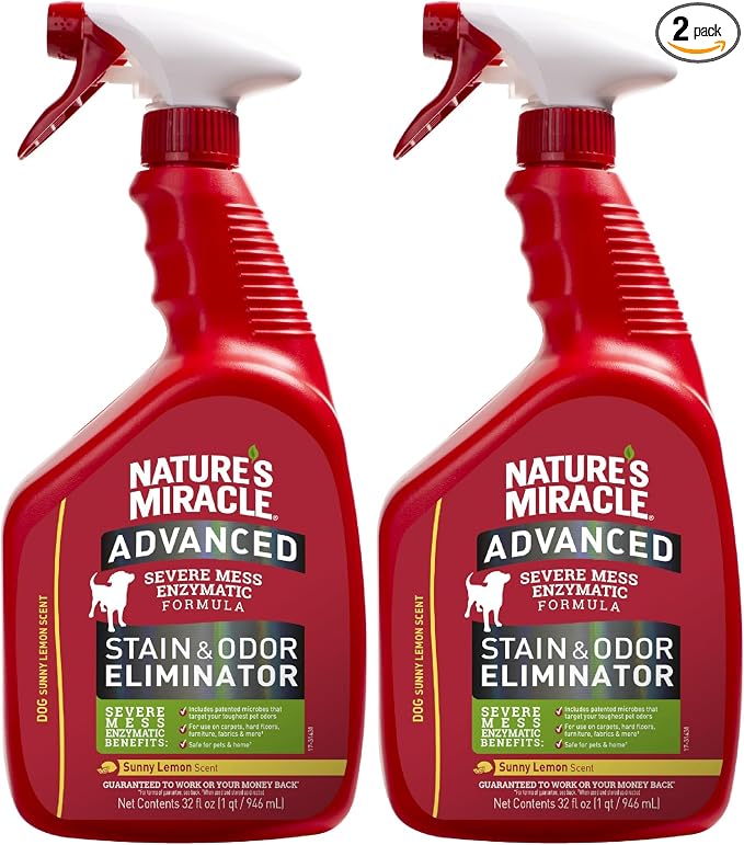 Advanced Stain & Odor Eliminator,32 Ounces,Sunny Lemon Scent,Severe Mess Enzymatic Formula For Tough Pet, product image