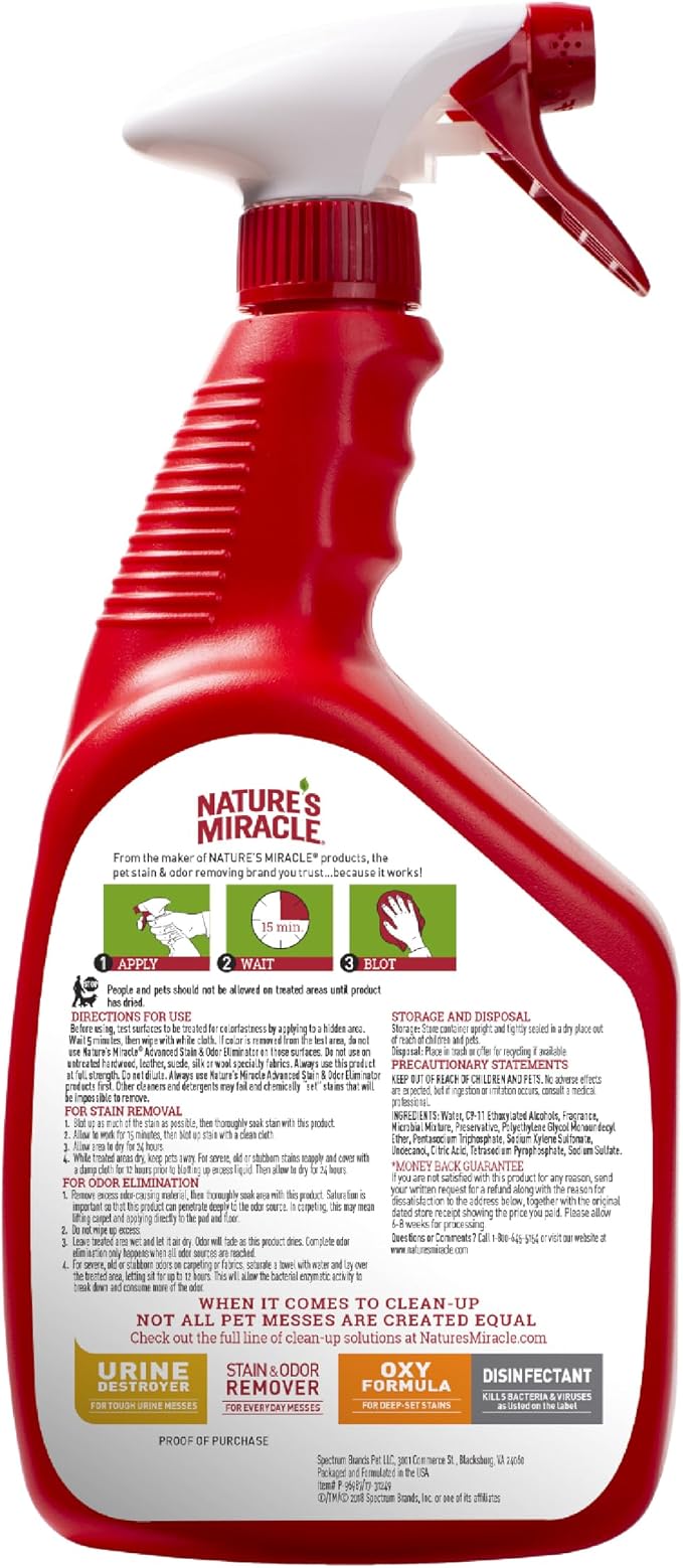 Advanced Stain & Odor Eliminator,32 Ounces,Sunny Lemon Scent,Severe Mess Enzymatic Formula For Tough Pet, alternate product