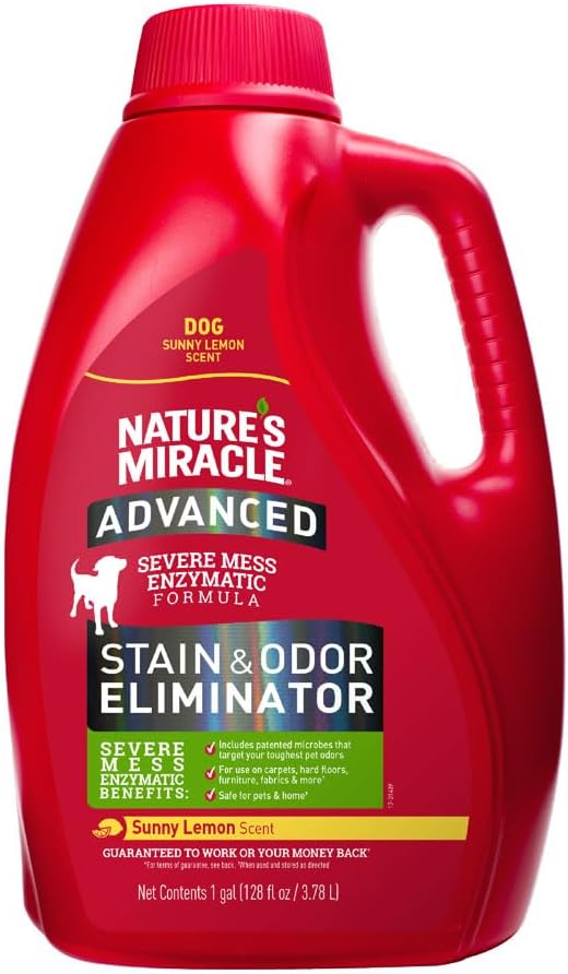 Advanced Stain & Odor Eliminator, Sunny Lemon Scent, Severe Mess Enzymatic Formula For Tough Pet Messes, 1 Gallon, product