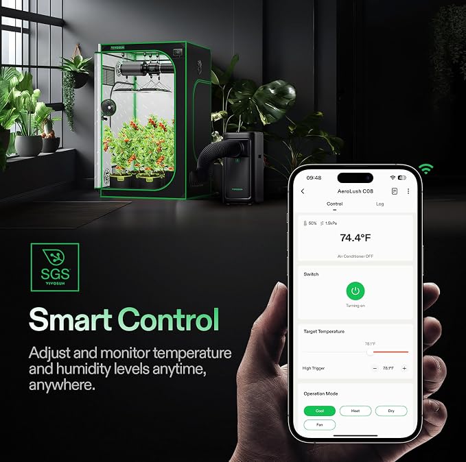 AeroLush C08 Smart Air Conditioner, 8000BTU, 4-in-1 Function, with Temperature & Humidity Sensor Probe, Smart Remote Control