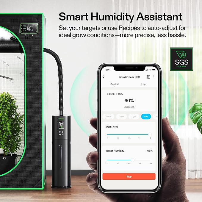 AeroStream H09 Intelligent Wi-Fi Humidifier, 2.38 Gal / 9 L Humidifier with Temp & Humidity Probe, Smart Remote Control