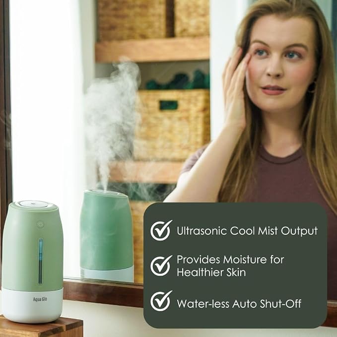 AG250HUM-V2-C Personal, Portable Humidifier – Ultrasonic Cool Mist Output with Built In Rechargeable Battery – Up to 5 Hours
