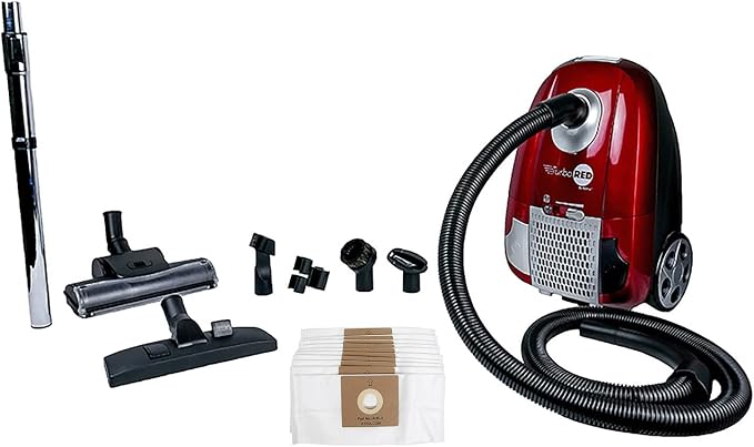 AHC Turbo Red HEPA 6-Quart Canister Vacuum Cleaner – Premium Bundle for Home & Carpet Cleaning, Includes Accessories &