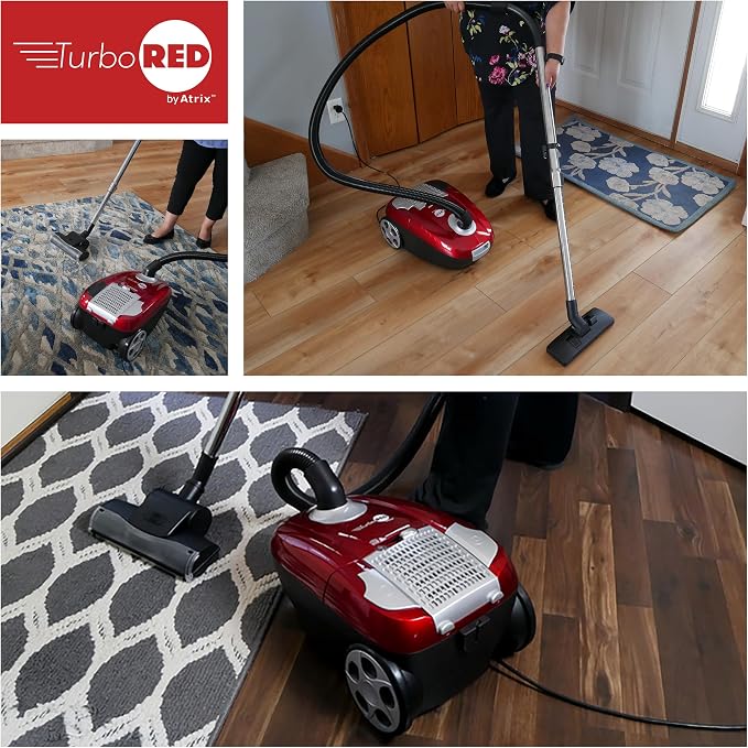AHC Turbo Red HEPA 6-Quart Canister Vacuum Cleaner – Premium Bundle for Home & Carpet Cleaning, Includes Accessories &