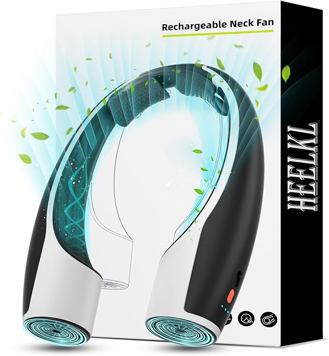 AI Neck Fan, 4 Speeds Adjustable Portable Personal Fan Rechargeable, 4000 mAh Battery Faster Cooling Wearable Fan, Ultra