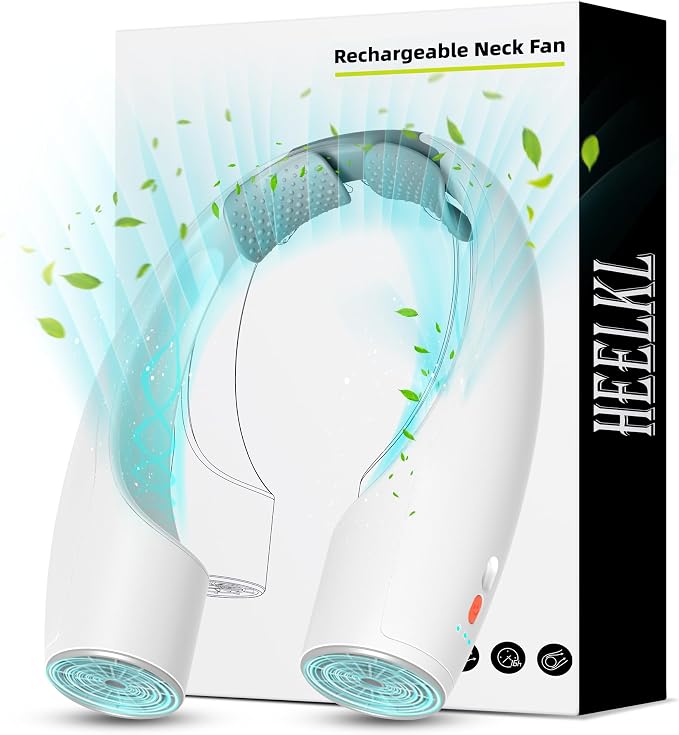 AI Neck Fan, 4 Speeds Adjustable Portable Personal Fan Rechargeable, 4000 mAh Battery Faster Cooling Wearable Fan, Ultra