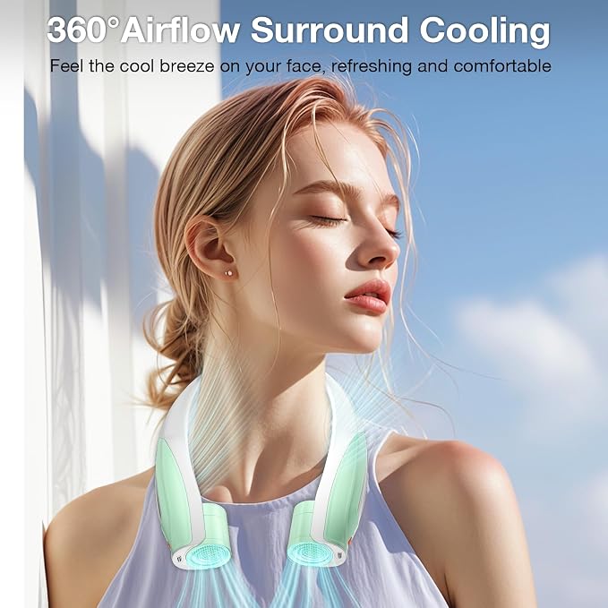AI Neck Fan, 6 Speeds Adjustable Portable Personal Fan Rechargeable, 6000 mAh Battery Faster Cooling Wearable, alternate view