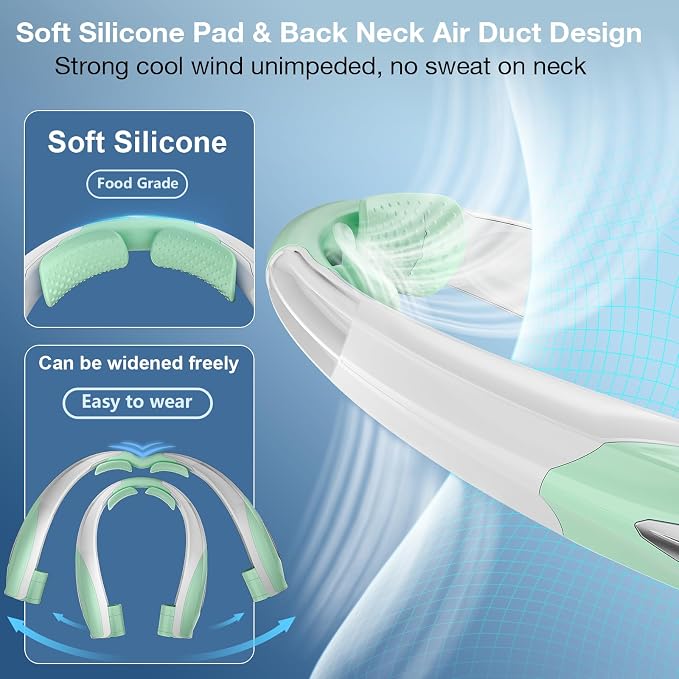 AI Neck Fan, 6 Speeds Adjustable Portable Personal Fan Rechargeable, 6000 mAh Battery Faster Cooling Wearable, alternate view