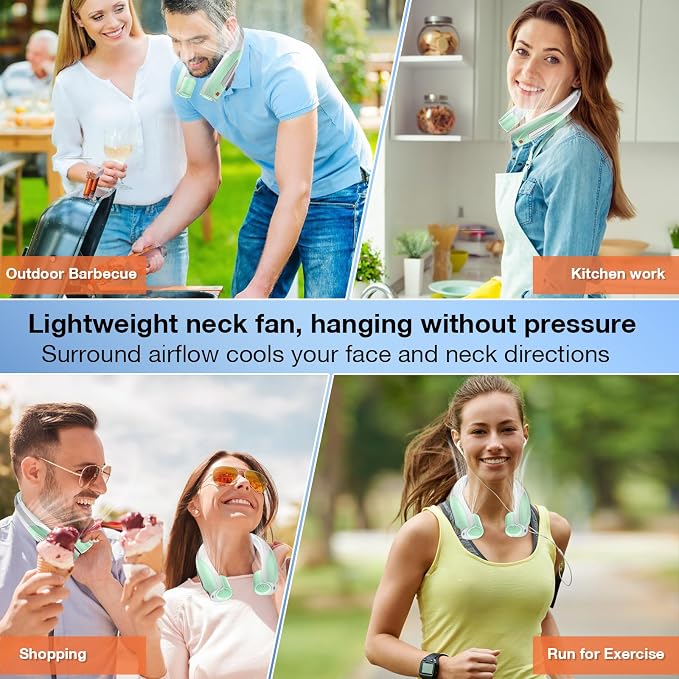 AI Neck Fan, 6 Speeds Adjustable Portable Personal Fan Rechargeable, 6000 mAh Battery Faster Cooling Wearable, alternate view