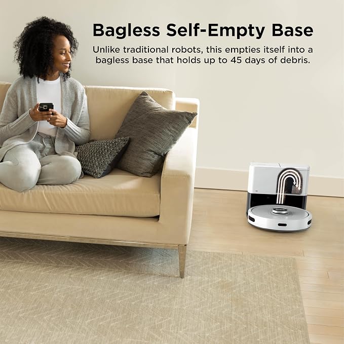 AI Ultra Voice Control Robot Vacuum with Matrix Clean Navigation, Home Mapping, 60-Day Capacity, XL Self-Empty Base for Homes