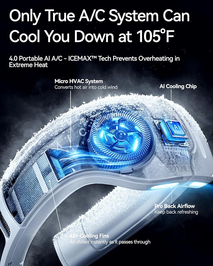 AICE LITE Plus 2025 Max Cooling Airflow [No.1 Coolest & Most Durable] Neck Air Conditioner, alternate product view 3