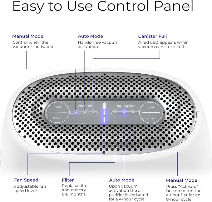Air 2-in-1 HEPA Air Purifier & Touchless Vacuum Automatic Dustpan - Ultra Fast & Powerful - Covers 600 Sq ft, alternate