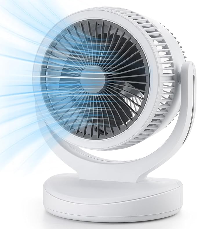 Air Circulation Fan Desktop Quiet Smart Fans for Bedroom, Quiet Table Fan, 360°Oscillating Fan, 3Speeds, Powerful Desk Fan
