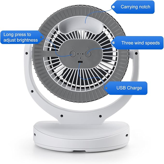 Air Circulation Fan Desktop Quiet Smart Fans for Bedroom, Quiet Table Fan, 360°Oscillating Fan, 3Speeds, Powerful Desk Fan