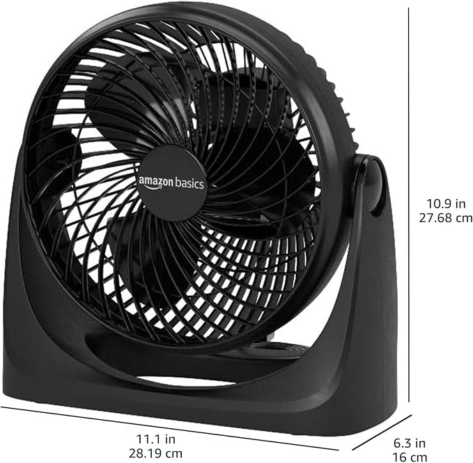 Air Circulator Desk Fan for Bedroom, Home and Office, 90-Degree Tilt Head, 3 Speed Settings, Cooling, 35, Black, 11.1"W