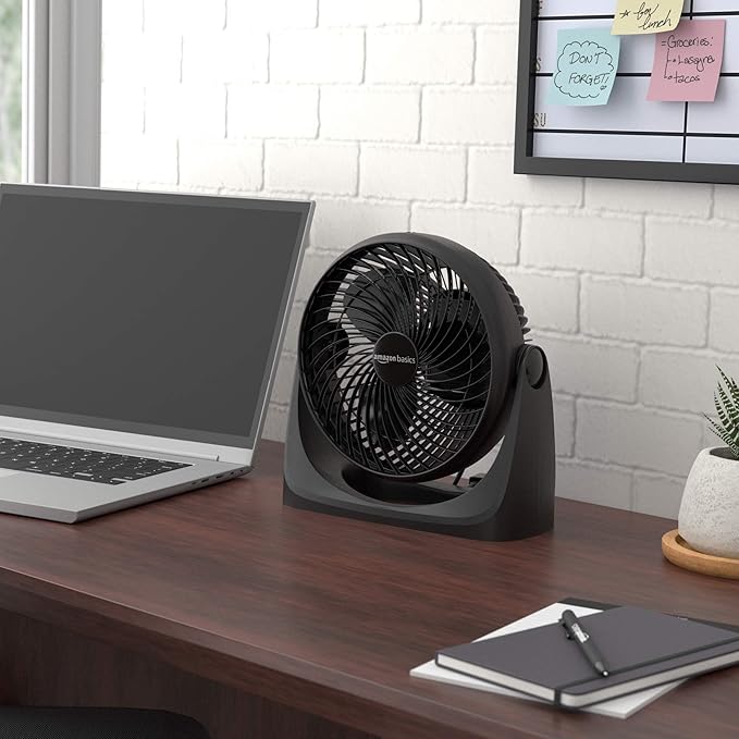 Air Circulator Desk Fan for Bedroom, Home and Office, 90-Degree Tilt Head, 3 Speed Settings, Cooling, 35, Black, 11.1"W