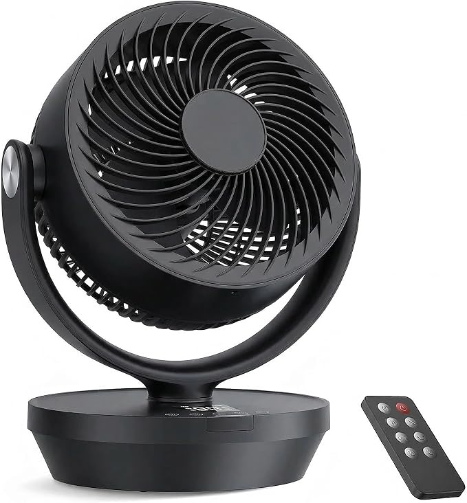 Air Circulator Fan for Bedroom, 13" Table Fan with Remote, 90° Oscillating & 120° Tilt, 60ft Strong Airflow, Quiet 25dB