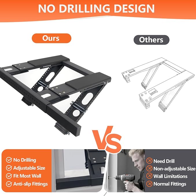 Air Conditioner Bracket for Window, No Drilling Window AC Bracket, Support up to 300lbs,Black, alternate product view 3
