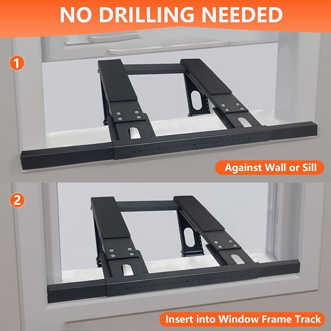 Air Conditioner Bracket for Window, No Drilling Window AC Bracket, Support up to 300lbs,Black, alternate product view 5