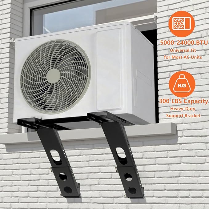 Air Conditioner Bracket for Window, No Drilling Window AC Bracket, Support up to 300lbs,Black, alternate product view 6
