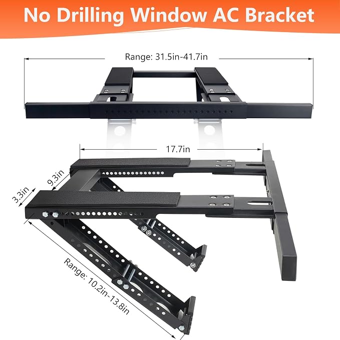 Air Conditioner Bracket for Window, No Drilling Window AC Bracket, Support up to 300lbs,Black, alternate product view 7