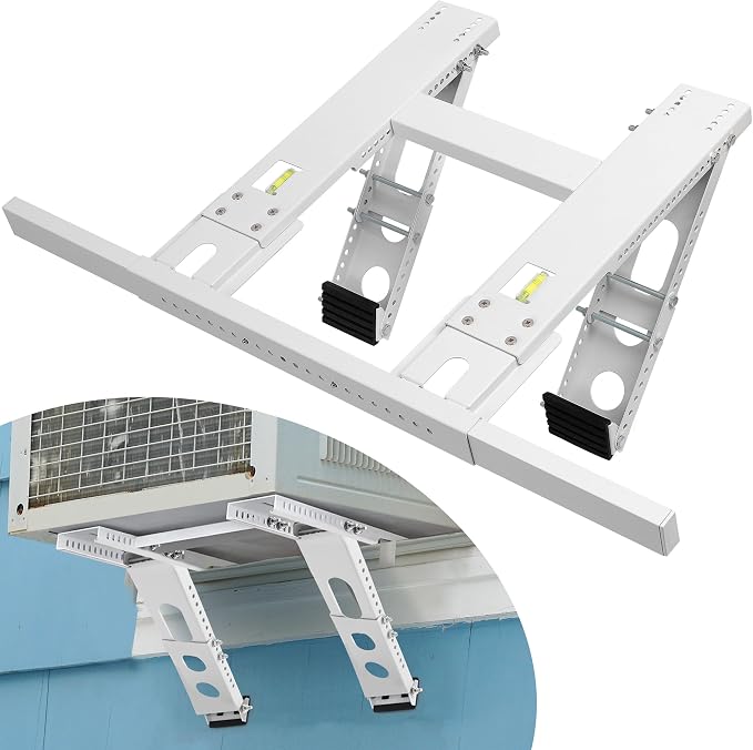 Air Conditioner Support Bracket, Adjustable Window AC Bracket, No Drilling, Heavy Steel Air Conditioner Stand Fit Most Single
