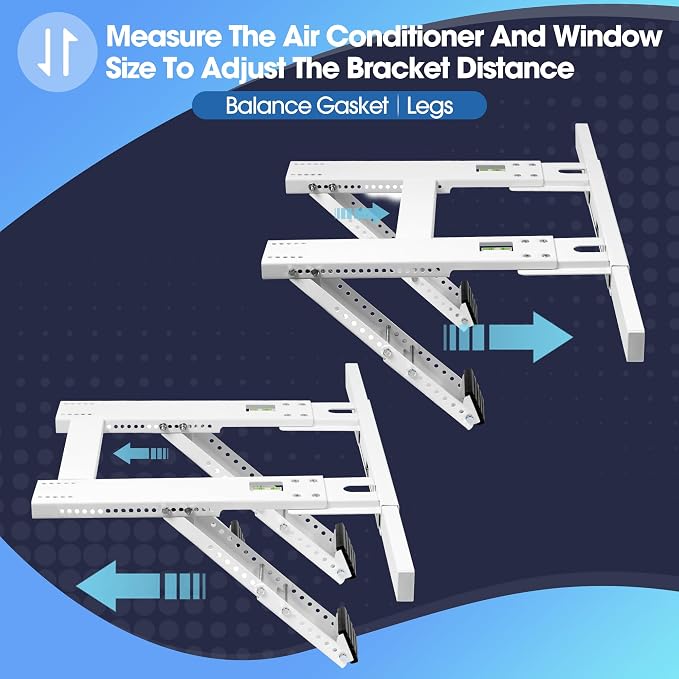 Air Conditioner Support Bracket, Adjustable Window AC Bracket, No Drilling, Heavy Steel Air Conditioner Stand Fit Most Single
