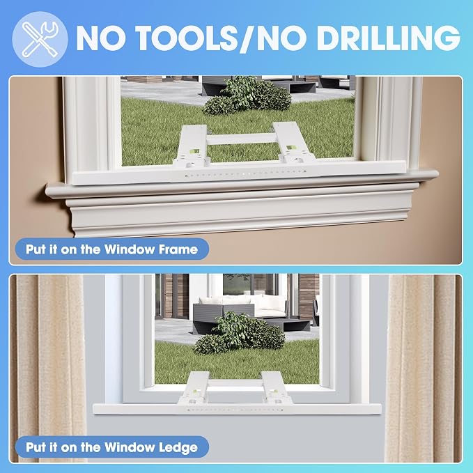 Air Conditioner Support Bracket, Adjustable Window AC Bracket, No Drilling, Heavy Steel Air Conditioner Stand Fit Most Single