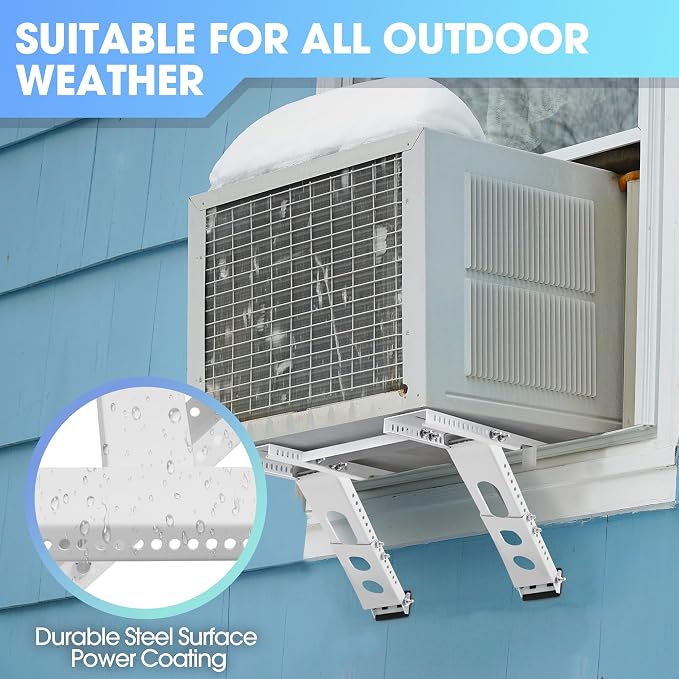 Air Conditioner Support Bracket, Adjustable Window AC Bracket, No Drilling, Heavy Steel Air Conditioner Stand Fit Most Single