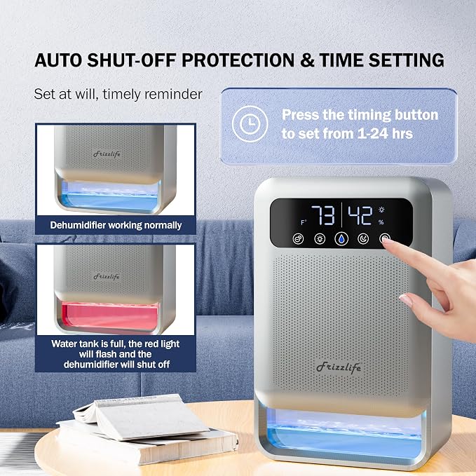 Air Dehumidifier, 135oz Water Tank W/Purifying Function, Quiet Small Dehumidifiers With Sleep Mode For Home, Bedroom