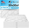 Air Filter Replacement Set, 20x30x1 inches, MERV 8, 6 Pack, Pleated, product image