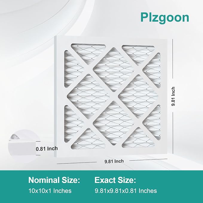 Air Filters 10x10x1 MERV 8 MPR 600 4 Pack Pleated Home HVAC AC Furnace Filters Air Conditioner Filters for Home Office (Exact