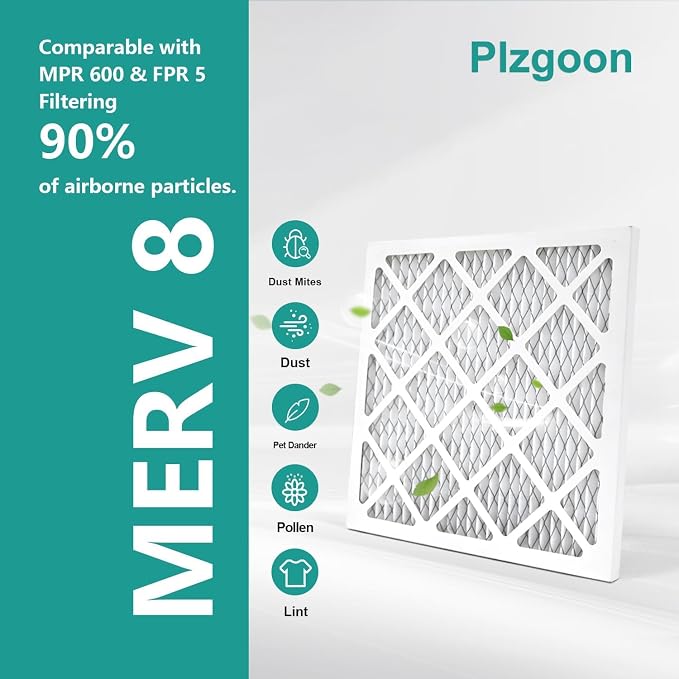 Air Filters 10x10x1 MERV 8 MPR 600 4 Pack Pleated Home HVAC AC Furnace Filters Air Conditioner Filters for Home Office (Exact