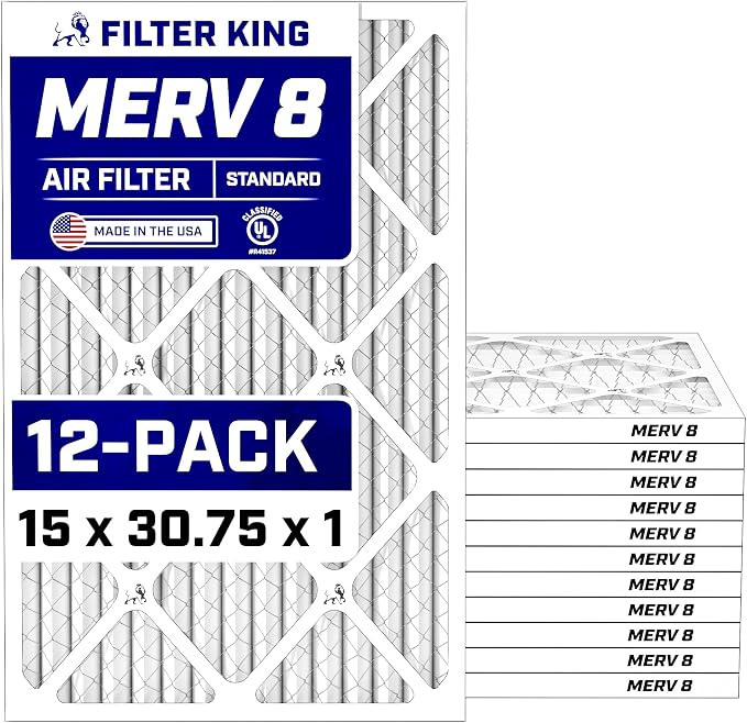 Air Filters | 15x30.75x1 | 12-PACK | MERV 8 HVAC Pleated AC Furnace Filters | Air Purifier | Replacement Filters for Clean