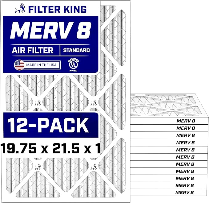 Air Filters | 19.75x21.5x1 | 12-PACK | MERV 8 HVAC Pleated AC Furnace Filters | Air Purifier | Replacement Filters for Clean