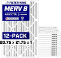 Air Filters | 20.75x21.75x1 | 12-PACK | MERV 8 HVAC Pleated AC Furnace Filters | Air Purifier | Replacement Filters for