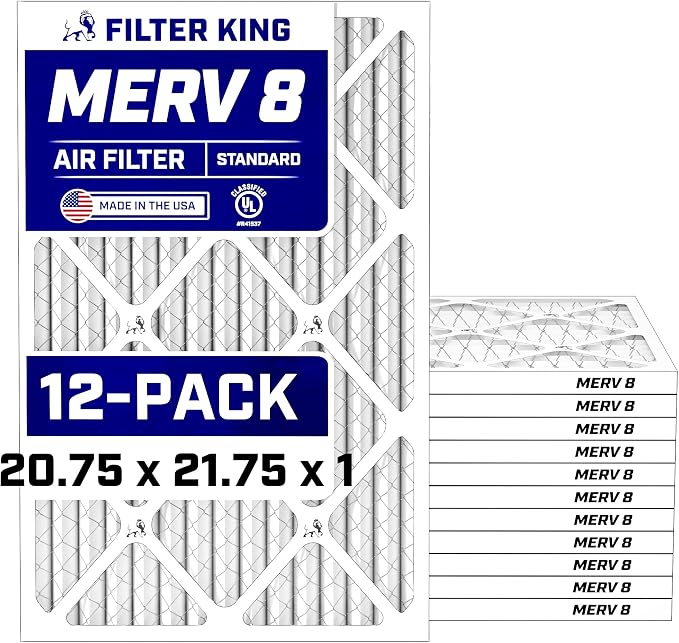Air Filters | 20.75x21.75x1 | 12-PACK | MERV 8 HVAC Pleated AC Furnace Filters | Air Purifier | Replacement Filters for