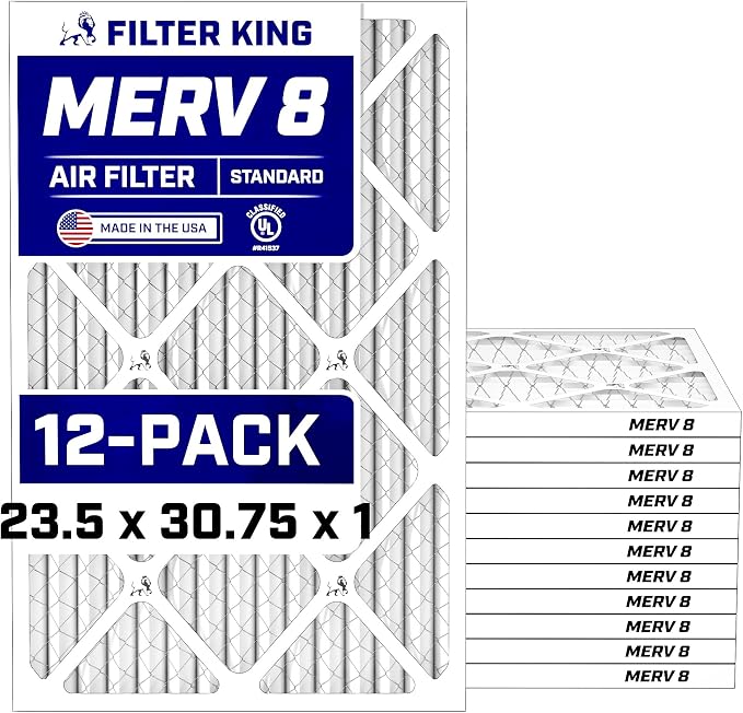 Air Filters 23.5x30.75x1 | 12 Pack | MERV 8 HVAC Pleated AC Furnace Filters | Air Purifier | Replacement Filters for Clean