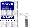 Air Filters 7.75x25.75x1 | 12 Pack | MERV 8 HVAC Pleated AC Furnace Filters | Air Purifier | Replacement Filters for Clean