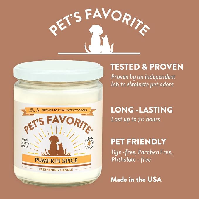 Air Freshener Candles, Clean Burning Pet Friendly Candles with a Natural Fiber Wick and 70 Hour Burn Time, Pumpkin Spice Pack