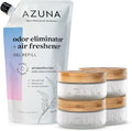 Air Freshener & Odor Eliminator for Strong Odor | 4 Room Kit Includes (4) Empty Luxe Glass Jar & 24oz Gel Refill with Tea