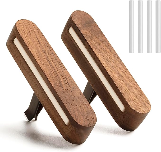 Air Freshener Perfume, Walnut Wood Fragrance Clips, Creative Accessories,Interior Car Vent Diffuser Clips with Essential Oil