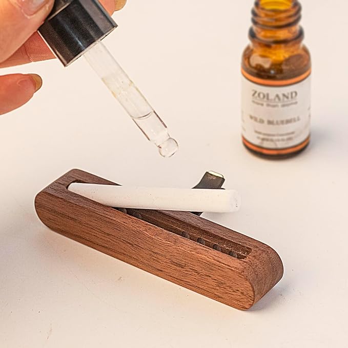 Air Freshener Perfume, Walnut Wood Fragrance Clips, Creative Accessories,Interior Car Vent Diffuser Clips with Essential Oil