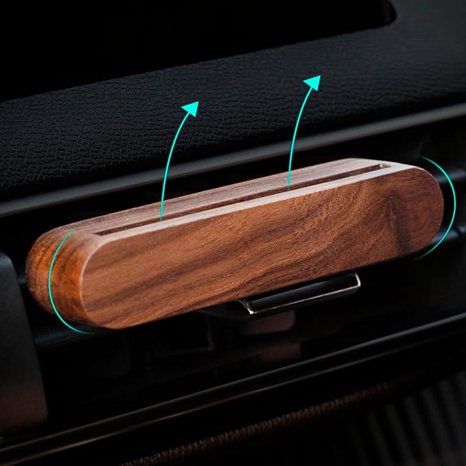 Air Freshener Perfume, Walnut Wood Fragrance Clips, Creative Accessories,Interior Car Vent Diffuser Clips with Essential Oil