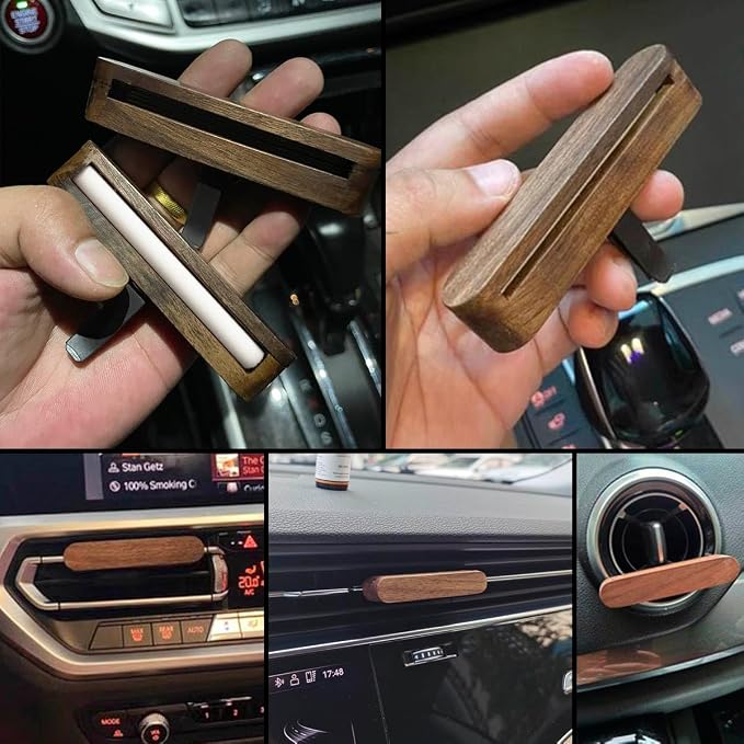 Air Freshener Perfume, Walnut Wood Fragrance Clips, Creative Accessories,Interior Car Vent Diffuser Clips with Essential Oil