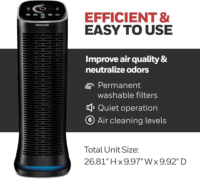 Air Genius Air Purifier for Home, Large Rooms up to 1268Ft2 with Permanent, Washable Filter, Reduces Dust, Pollen, Pet