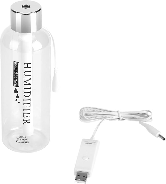 Air Humidifier,300ml Mini Portable Quiet Operation Transparent USB Water Bottle Air Diffuser Fine Mist Automatic Power Off