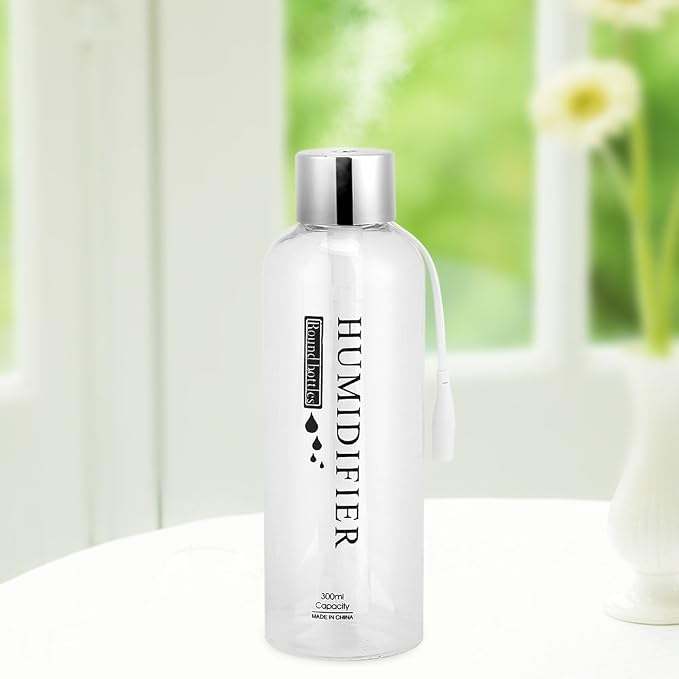Air Humidifier,300ml Mini Portable Quiet Operation Transparent USB Water Bottle Air Diffuser Fine Mist Automatic Power Off