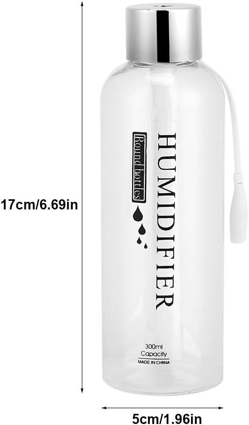 Air Humidifier,300ml Mini Portable Quiet Operation Transparent USB Water Bottle Air Diffuser Fine Mist Automatic Power Off
