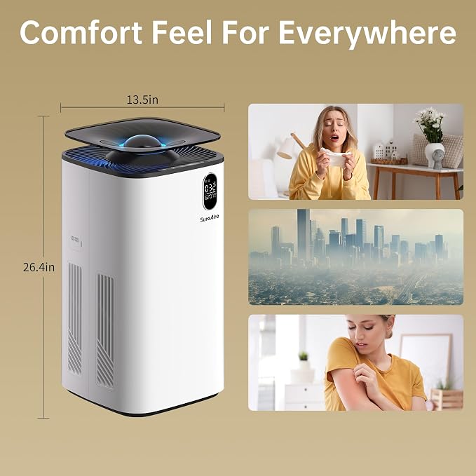 Air Humidifiers and Purifier for Bedroom - 6L Humidifier Air Purifier for Home Large Room, Effortless Refilling and Cleaning